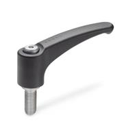 GN 604.1 Adjustable Hand Lever Plastic Threaded Stud Stainless Steel
